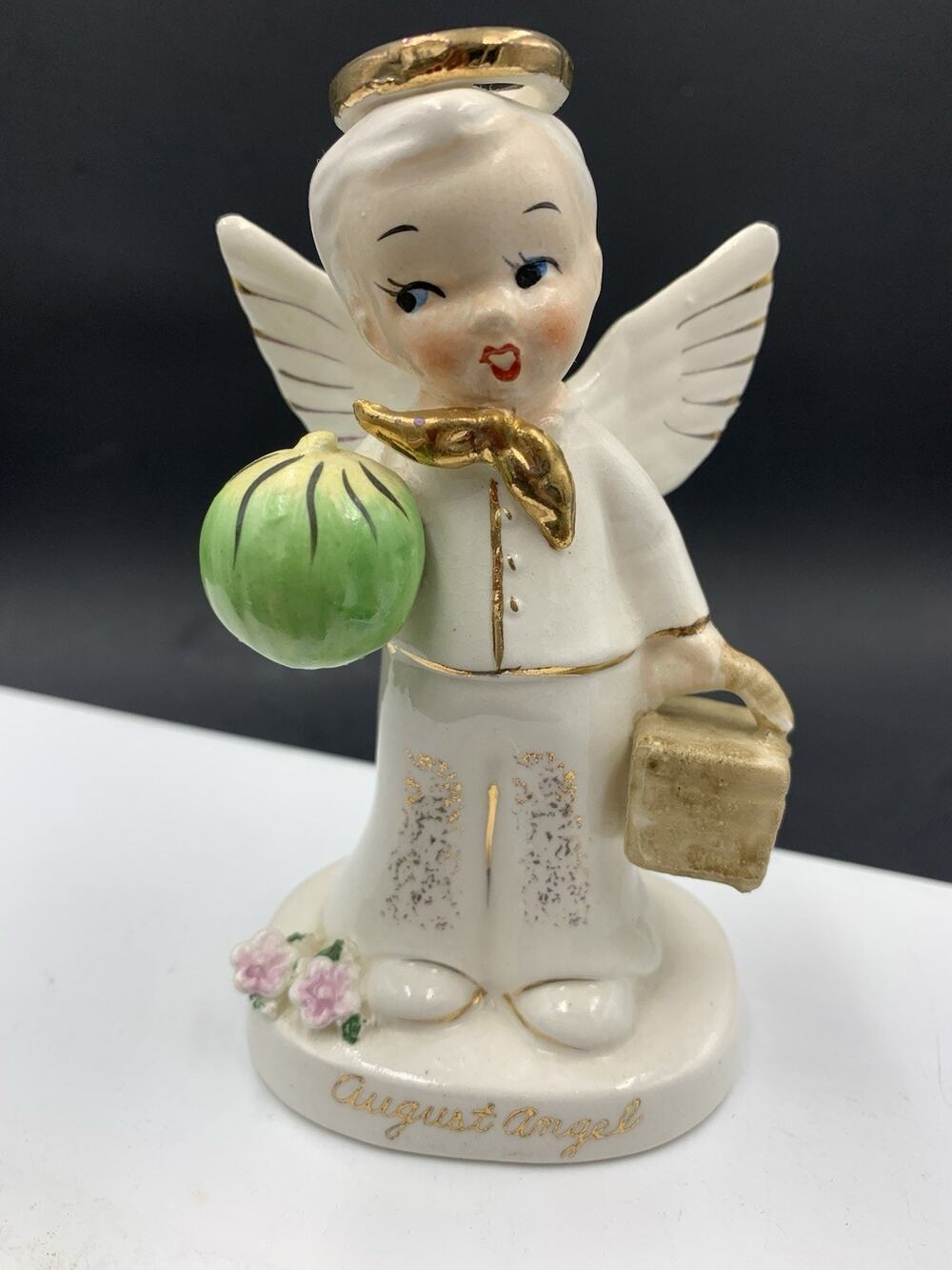 Vintage 1950's Napco August Angel Boy W/ Watermelon-Japan EUC!